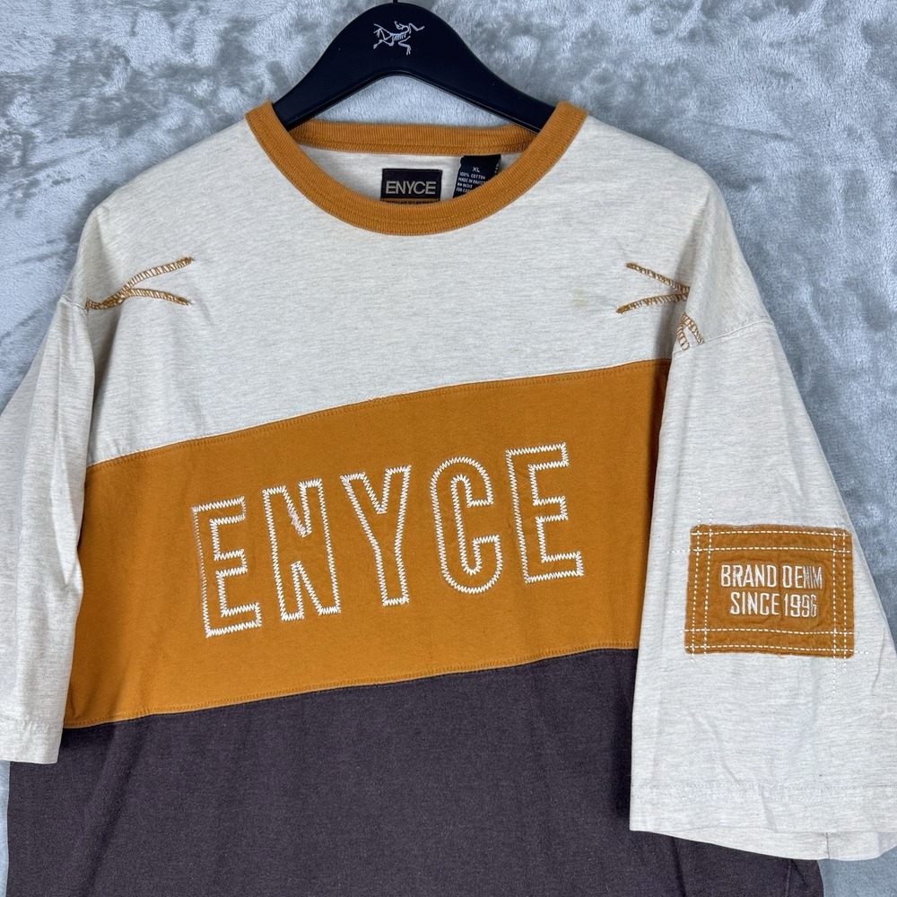 Vintage Y2K Enyce Colorblock Embroidered Spellout Shirt Mens XL Hip Hop Skater